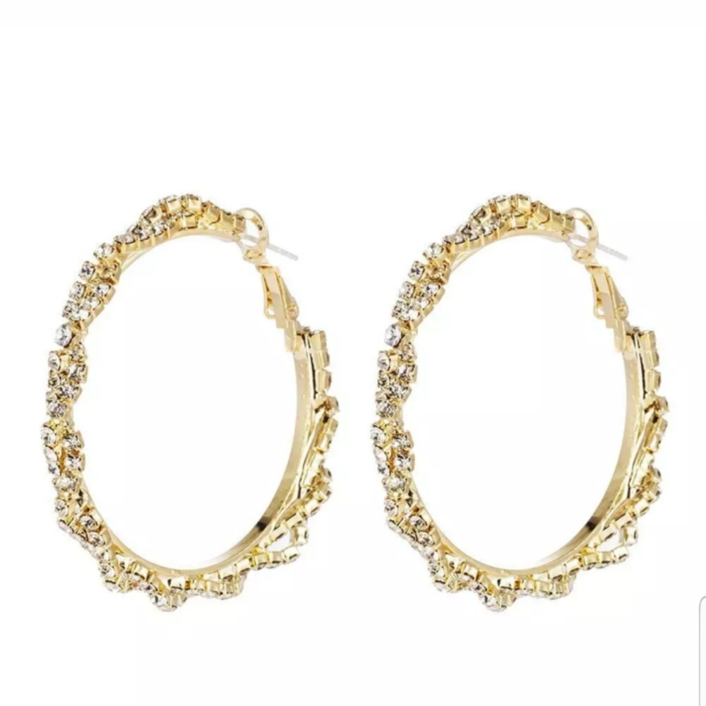 NEW Gold filled twisted crystal hoop earrings - Picture 5 of 5
